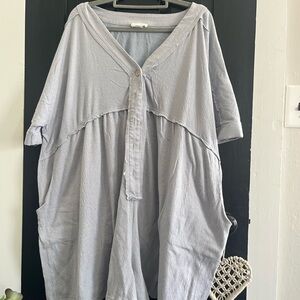 Light Gray Women's Button-Front Shorts Romper